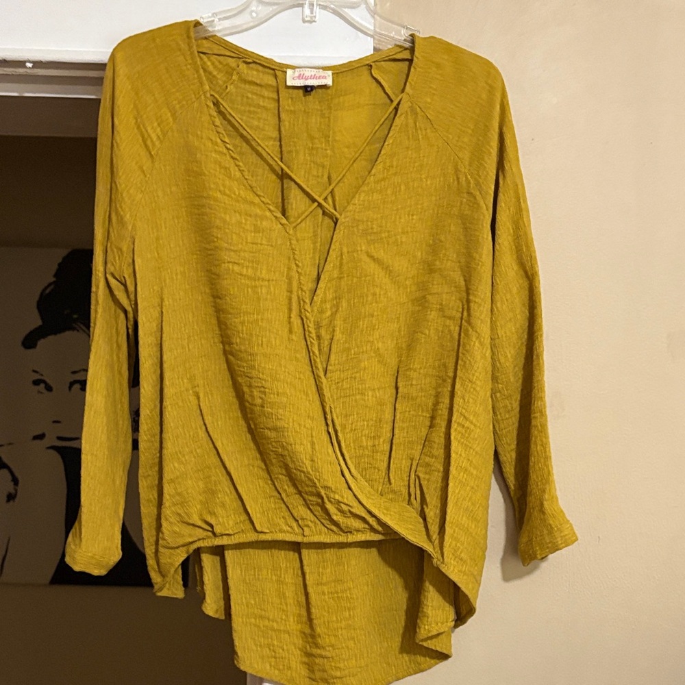Alythea Mustard Crisscross Blouse